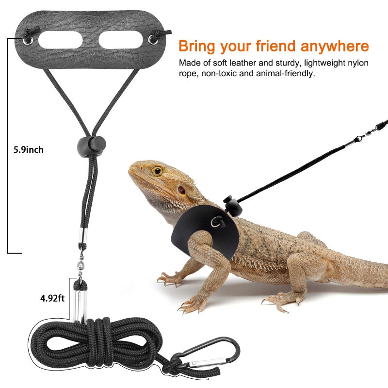 BWOGUE Bearded Dragon Harness and Leash Adjustable Leather Lizard Reptiles Harness Leash for Amphibians and Other Small Pet Animals (S,M,L,3 Pack) - Image 4